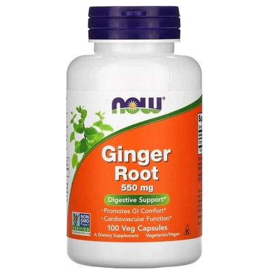 NOW FOODS Ingwerwurzel 550 mg (Ingwerwurzel, Verdauungsunterstützung) 100 vegeta - Bild 1 von 3