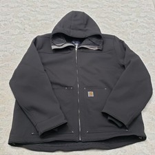 Carhartt Jacket Mens 2XL Tal Black Full Zip Hooded Relaxed Fit Super Dux