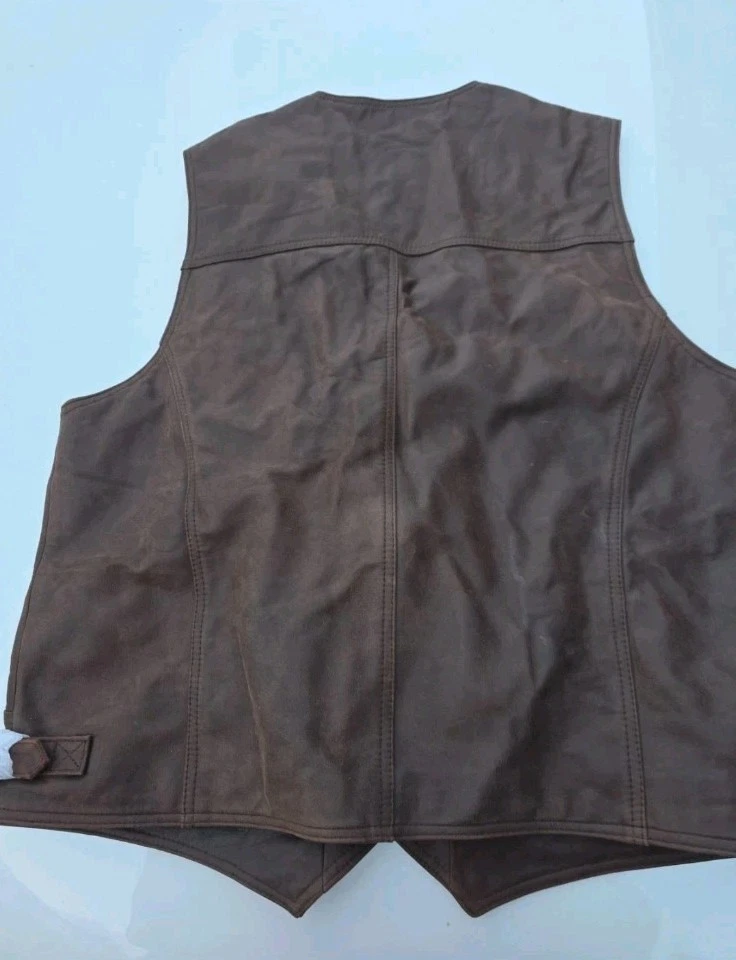 Vintage 90s Marlboro Country Store Genuine Leather Vest - Men's L Deadstock image 2