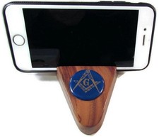 MASONIC MASON walnut wood desk phone holder