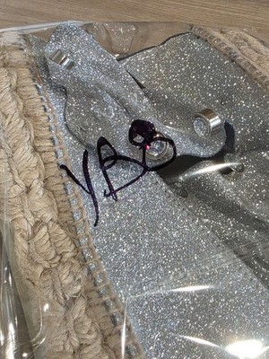 Sergio Rossi x Manebi Silver Glitter Espadrilles Rhinestone
