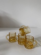 Vintage Anchor Hocking Tiny Mug Shot Glasses - Set of 4 Made In USA Amber glass