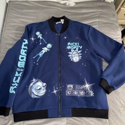 Rick And Morty Adult Swim Mens Full-Zip Varsity Fleece Jacket Large