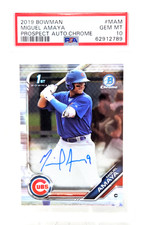 2019 Bowman Chrome AUTO MIGUEL AMAYA RC Rookie Card PSA 10 GEM MINT. rookie card picture