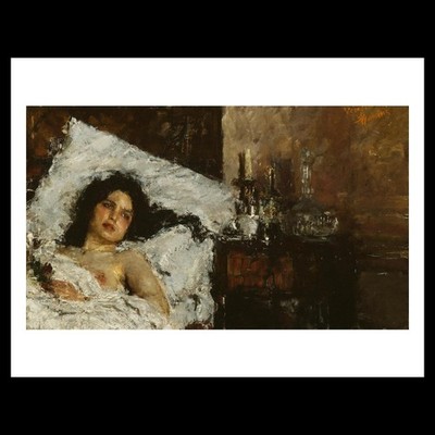 Antonio Mancini - Resting (1882-1892) Art Card Print