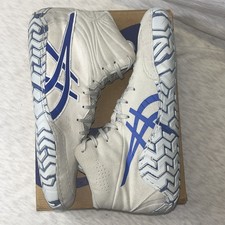Asics Aggressor 5 Wrestling Shoes White Blue Size 11.5 Rare Vintage