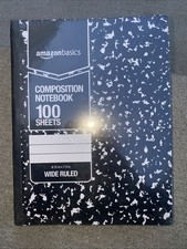 Wide Ruled Composition Notebook 100 Sheet Marble Black 4-Pack NEW