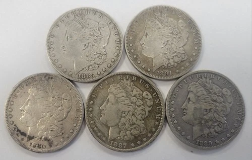 1878-1904 Morgan Silver Dollars Mixed Dates/Lots Of 5.