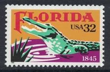 Scott 2950- Florida Statehood, Alligator- MNH 32c 1995- unused mint stamp