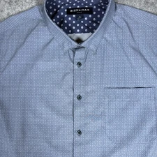 Mizzen+Main Shirt Men's XL Blue Dot Leeward Short Sleeve Trim Button Up Stretch
