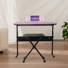 61 Key Electronic Keyboard Piano Organ with Microphone Stand Stool Earphone Pink