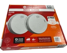 2 Pack First Alert SM210 10-Year Battery Smoke Alarms w/ Slim Profile Design