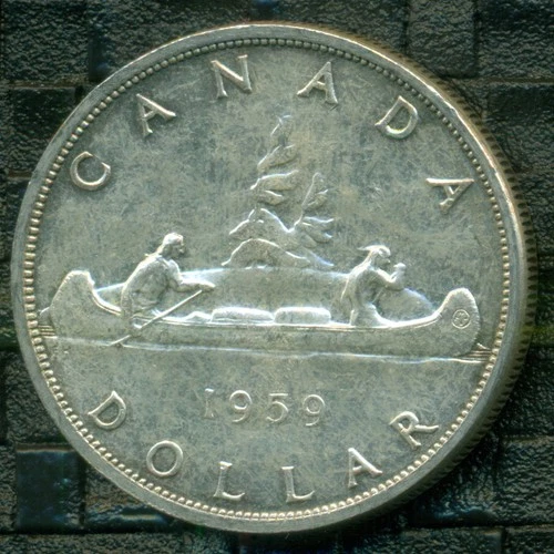 1959 Queen Elizabeth II Silver Dollar, Business Strike, Lustre, BU/UNC   R25