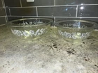 Vintage PYREX Colonial Mist Clear Nesting Mixing Bowl Set White Daisy 322 & 323