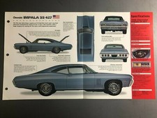 1967 - 1968 Chevrolet Impala SS 427 Coupe Specification Feuille,Poster,Dossier,