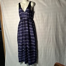 Simply Vera Vera Wang Dress Maxi Blue Tie Dye Sleeveless Empire Waist Size Med
