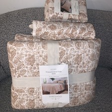 Full/queen Printed Cotton Voile Tonal Floral Quilt 2 Standard Shams Threshold