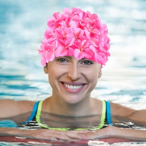 بورجون مفهوم جرح floral swim cap 