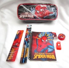 Marvel Spiderman Black 8" Pencil Case Pouch 7pc Stationary Set Combo-Brand New 2