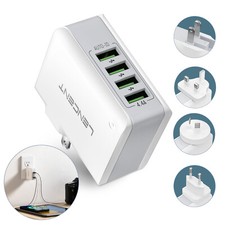 LENCENT Universal Travel Adapter USB Charger US UK AU EU Plug with 4 USB Ports