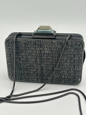 Franchi Black Classic Chain Strap Inner Pocket Rectangle Travel Crossbody Bag