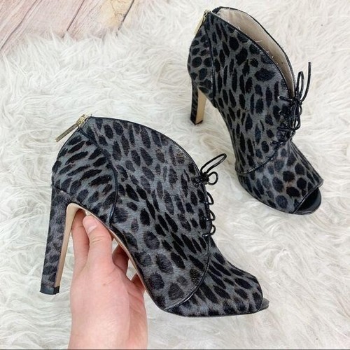 Calf Hair Leopard Print Peeptoe Heel | eBay