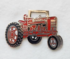 Vintage Farmall H Tractor Watch Fob - Metal, Red, Black and White Enamel