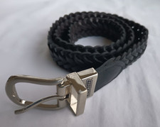 Dickies Youth Braided Black Faux Leather Belt Silver Tone Buckle Size 26-28