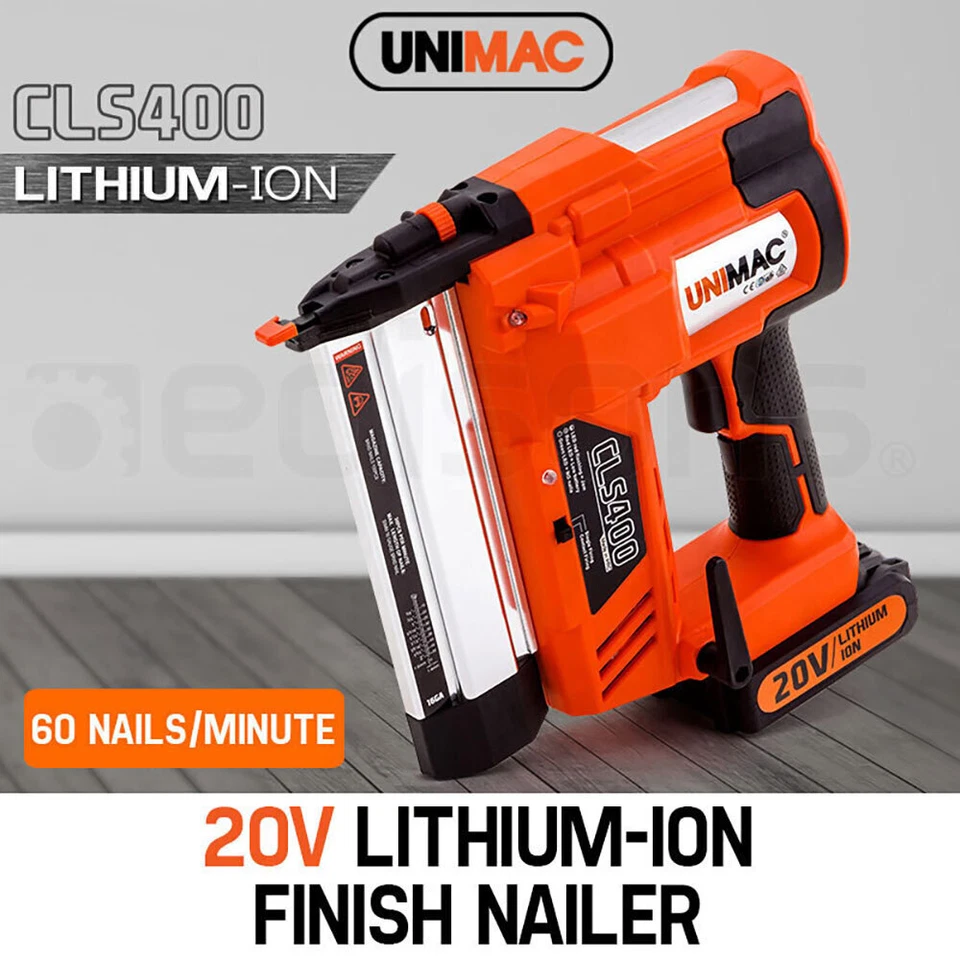 UNIMAC CLS400 15-50mm 16ga Brad Finishing Nail Gun Cordless 20V Lithium Nailer