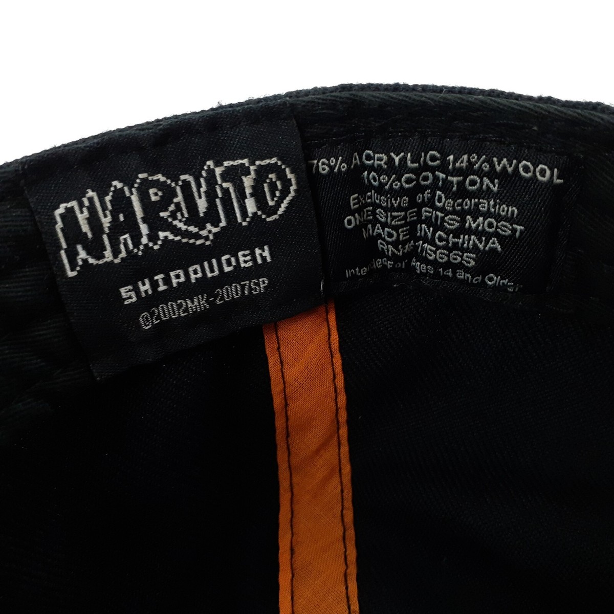 Naruto Shipppuden Basebal Cap Black Adjustable Snap Back Strap