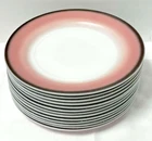 Vintage Hazel Atlas Milk Glass Ovide Informal Pink Black Plates