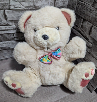 Vtg Dan Dee Teddy Precious Bear 12'' Plush Stuffed Animal w/Rainbow Bow Tie Doll