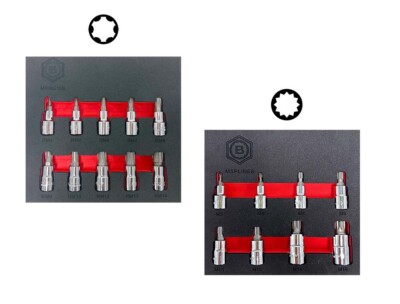 RIBE BIT SOCKET SET + SPLINE SET 3/8 INCH SQ DR BRITOOL HALLMARK