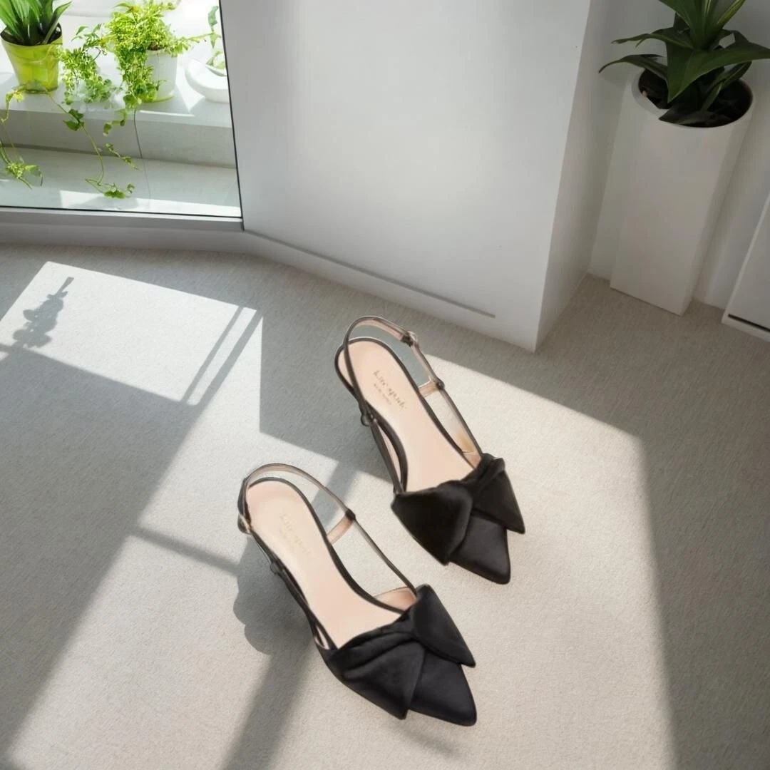 Kate Spade New York donna nero fiocco tacco avvolto Marsiglia abito décolleté nuovo con scatola