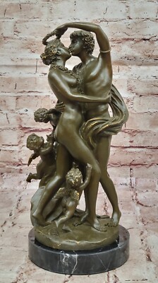 Bronze Statue Of Adam Und Eva Mit Baby Engel Skulptur von Milo Religiös Liebe