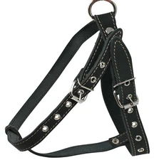 Dog Harness 21"-25" chest Genuine Leather Black for Medium Dogs