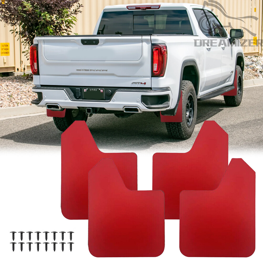 【561】GMC Sierra Stampede バグシールド For GMC Sierra 1500 2500 Front&Rear Red Rally Mud Flaps Splash