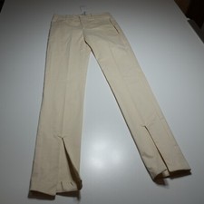 Mango Suit Trouser Pants Womens 4 Slit Hem Cream Slim Leg Cotton Stretch Lined
