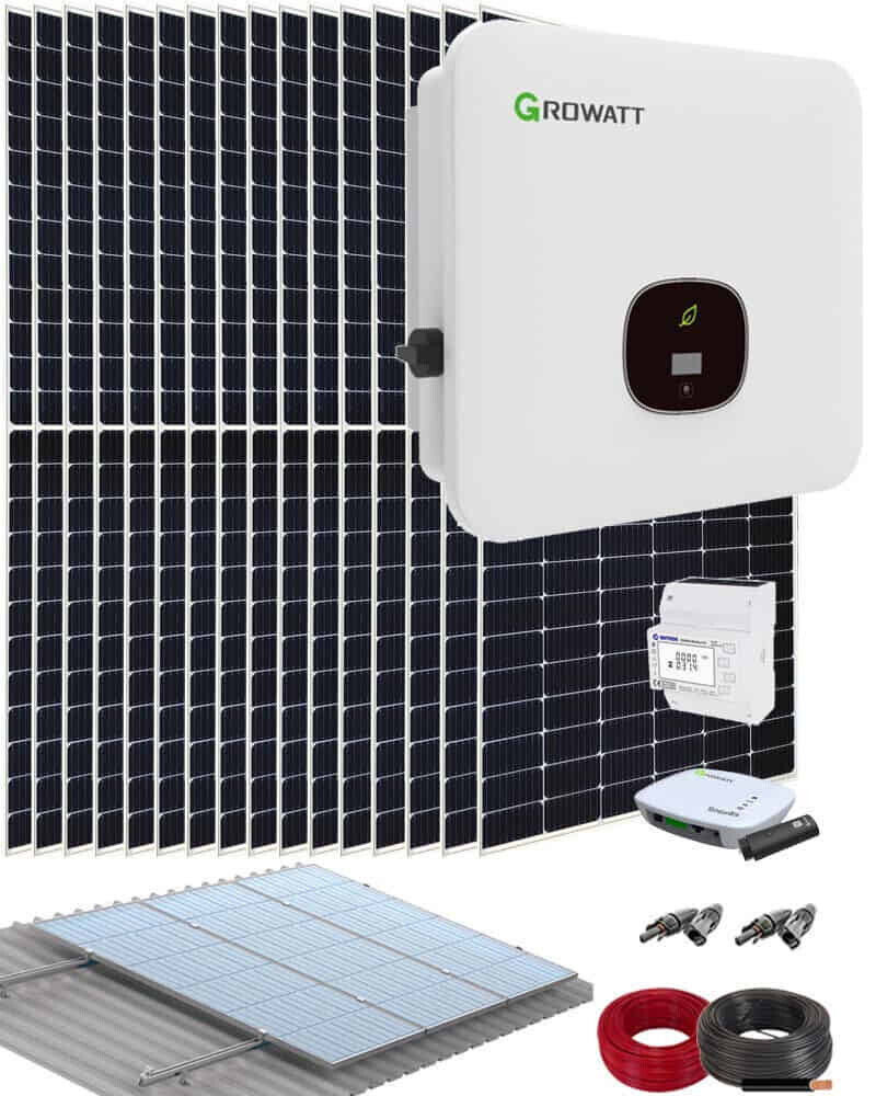 Sistema solar Growatt paquete completo 6 kW inversor híbrido Growatt 6KW 3...
