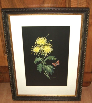 Gerti Boschan - Blume / Schmetterling - signiert - Originalrahmen u. Museumsglas - Bild 1 von 4