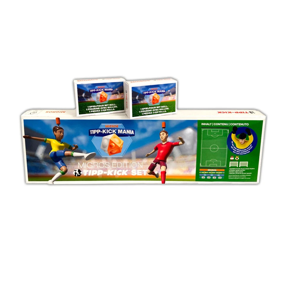 Tipp-Kick Mania Migros Edition Tischfußball mit 2 Kicker & Torwart Fußball Spiel - Bild 2 von 4
