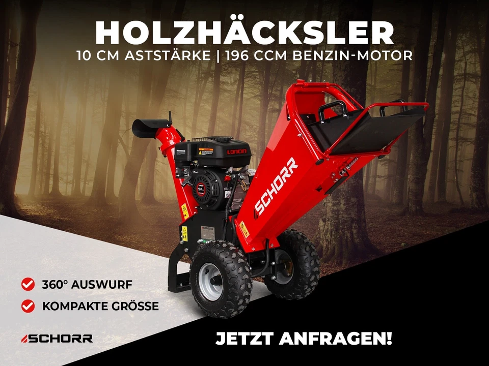 SCHORR Holzhäcksler RR100THX 100mm Holz Häckselmaschine Schredder Benzinhäcksler - Bild 3 von 4
