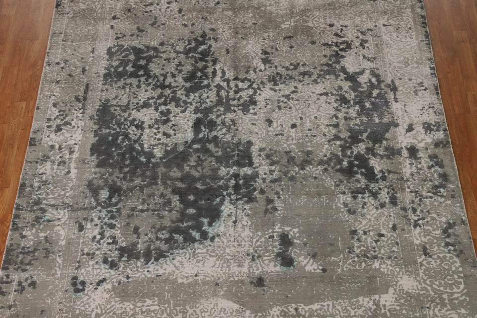 Abstract Transitional Distressed Gabbeh Area Rug 8x9 Hand-knotte Oriental Carpet - Image 3 of 4