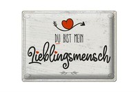 Blechschild Spruch Du Bist Mein Lieblingsmensch Herz 40X30 Cm Schild Tin Sign