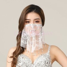 Belly Dance Accessories Indian Dancing Sequin Tassel Beaded Coins Face Veil Wear