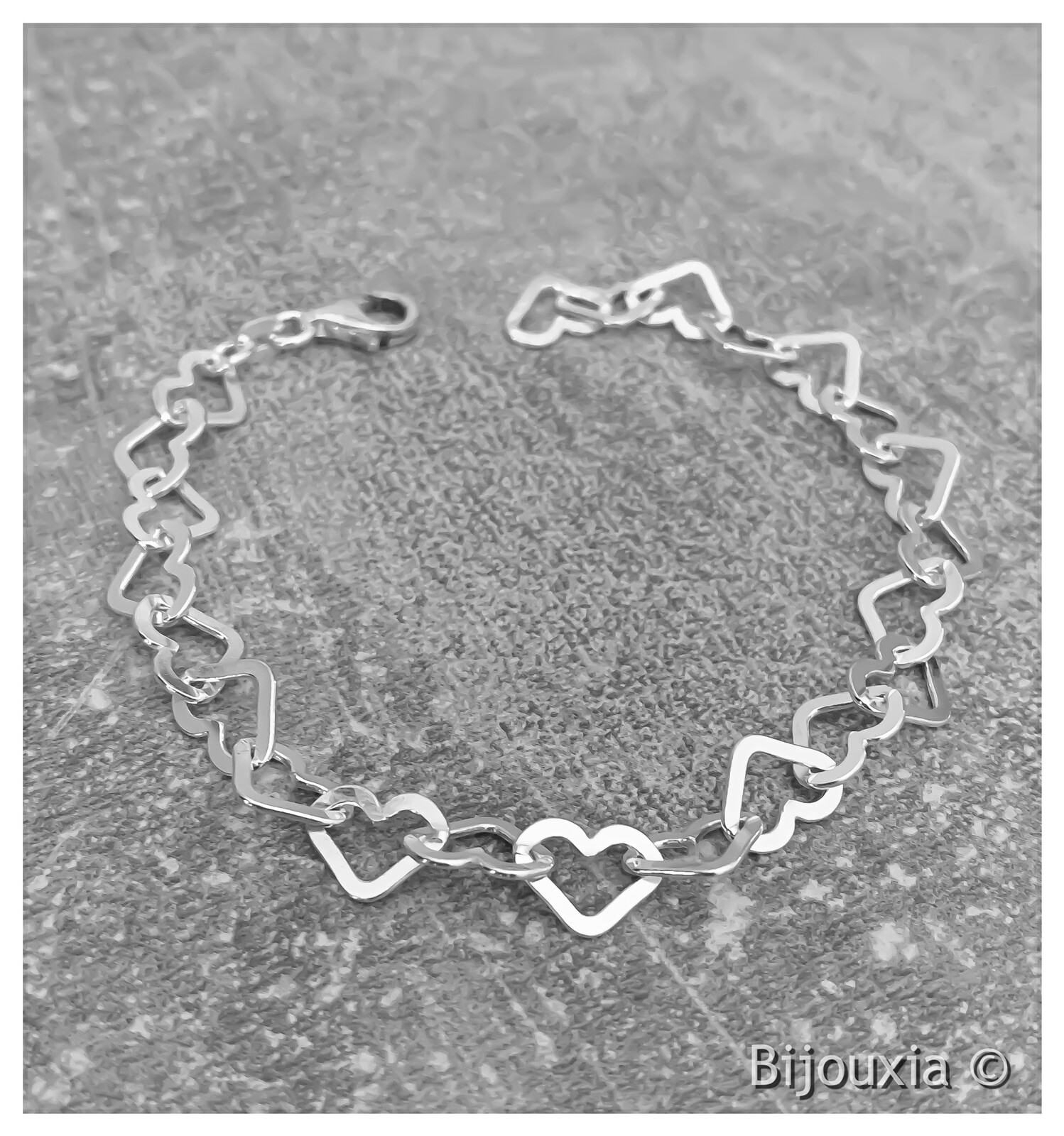 Bracelet maillons coeurs en argent massif 925, cadeau femme idéal