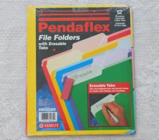 NEW Pendaflex Esselte 12 Color Letter Size File Folders Erasable 1/3 Cut Tabs
