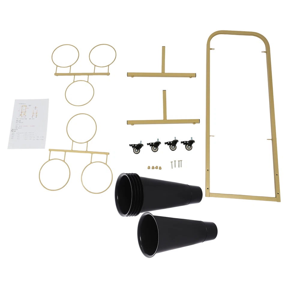 Soporte de exhibición de flores doradas + cubos negros 6 piezas soporte de plantas de acero de 2 capas con ruedas Foto 4 de 4