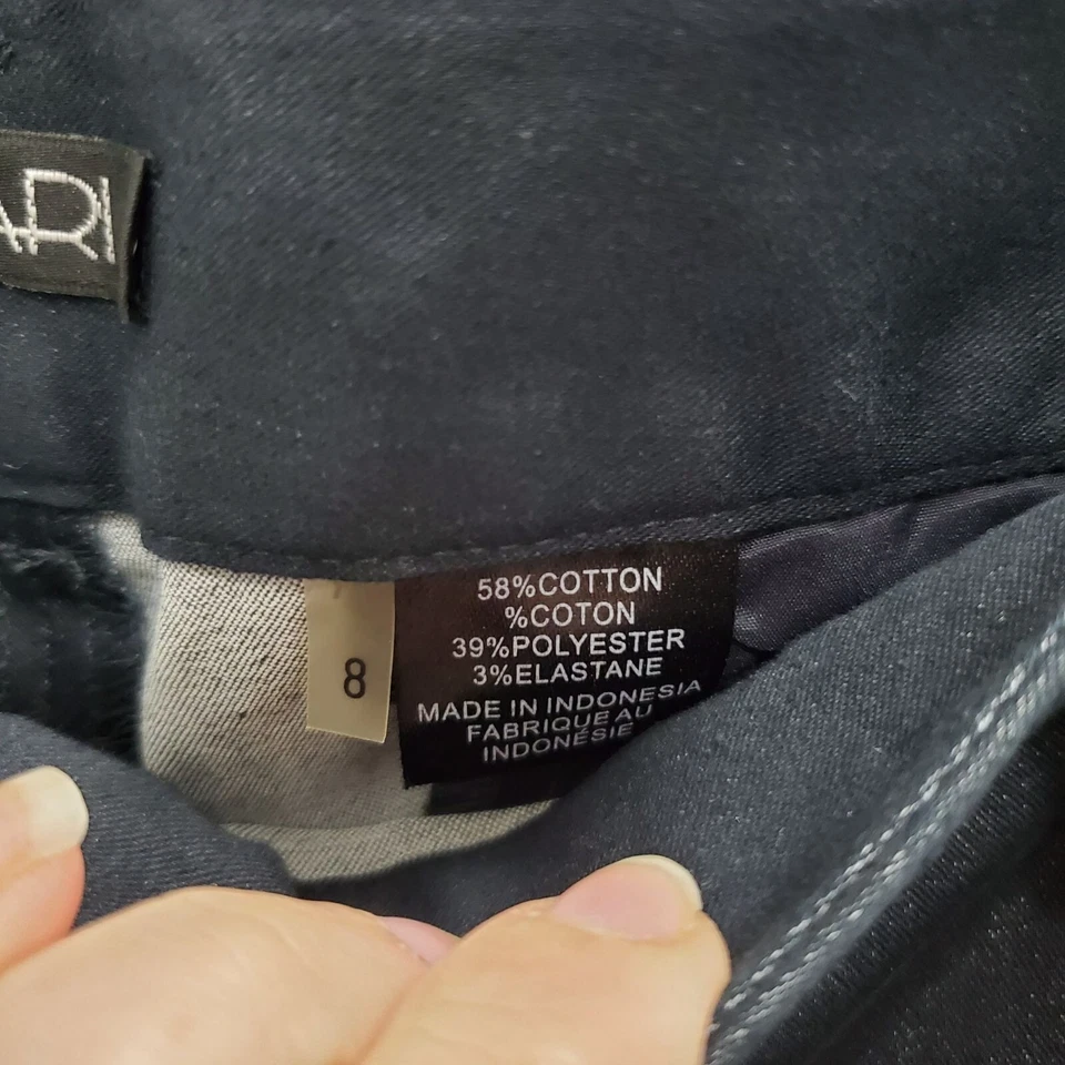 Tahari Mujer Negro Cambray Vestido Denim Acampanado Pierna Carrera Pantalones Talla 8 Foto 4 de 4