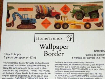 CONSTRUCTION ZONE DUMP TRUCKS WALLPAPER BORDER DETOUR BLASTING HOME TRENDS